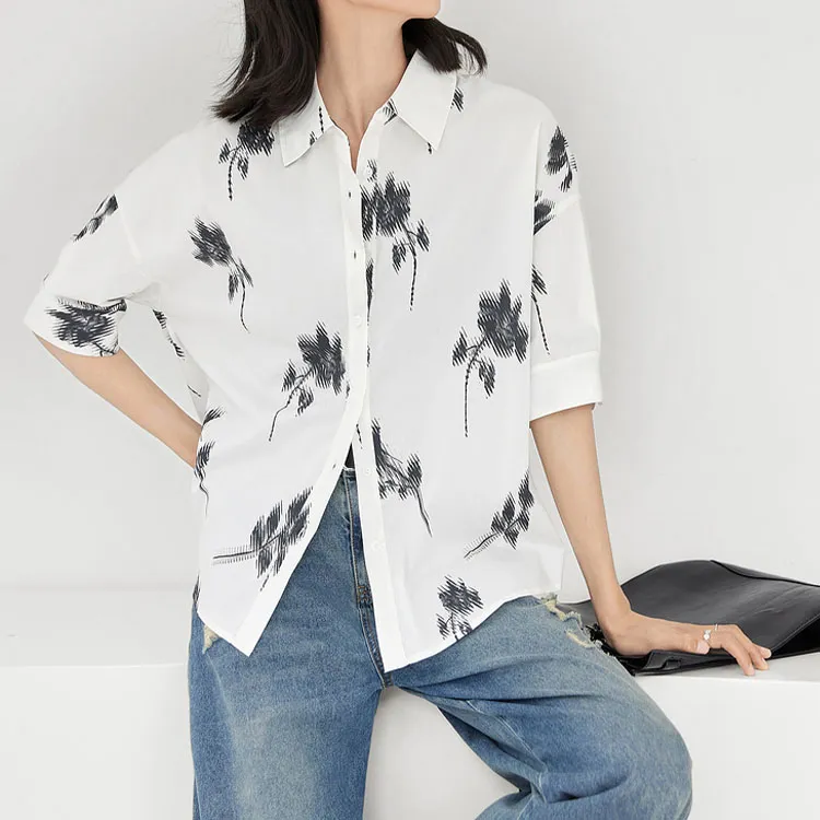 DIALOGUE x KAIYILAIWEN,LIANMINGKUAN Shirt Women's Black White Rose Print-1