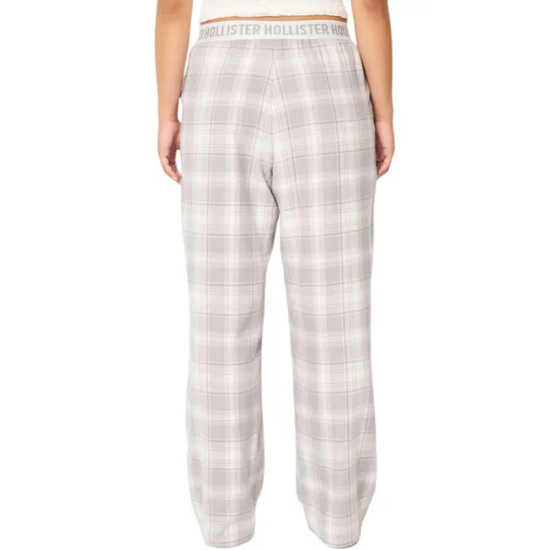 Hollister Pajama Pants Women's Light Taupe Plaid-2