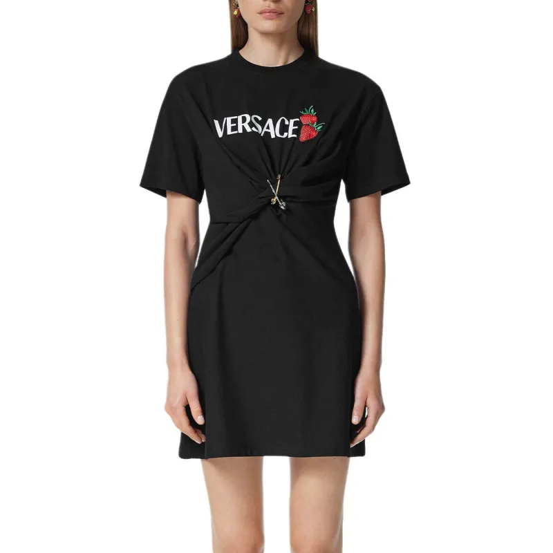 VERSACE Logo Printed Mini T Shirt Dress-1