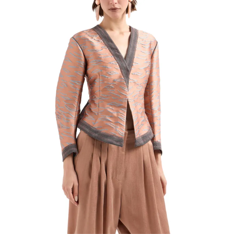 GIORGIO ARMANI Short Jacket In A Jacquard Silk Blend-1