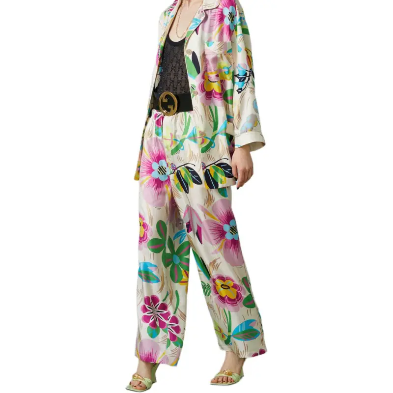 GUCCI Floral Print Wide-Leg Trousers-2