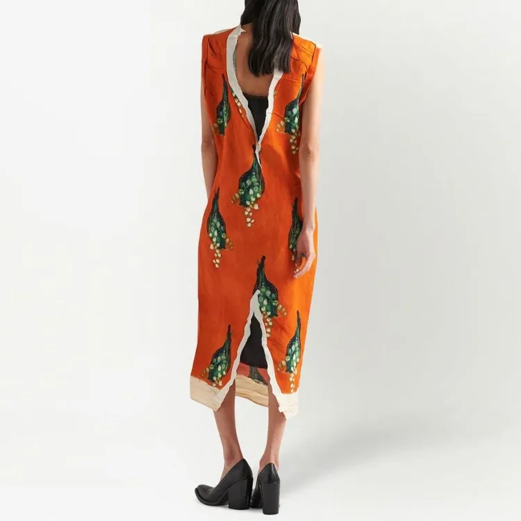 PRADA Sleeveless Dresses Women's Orange-2