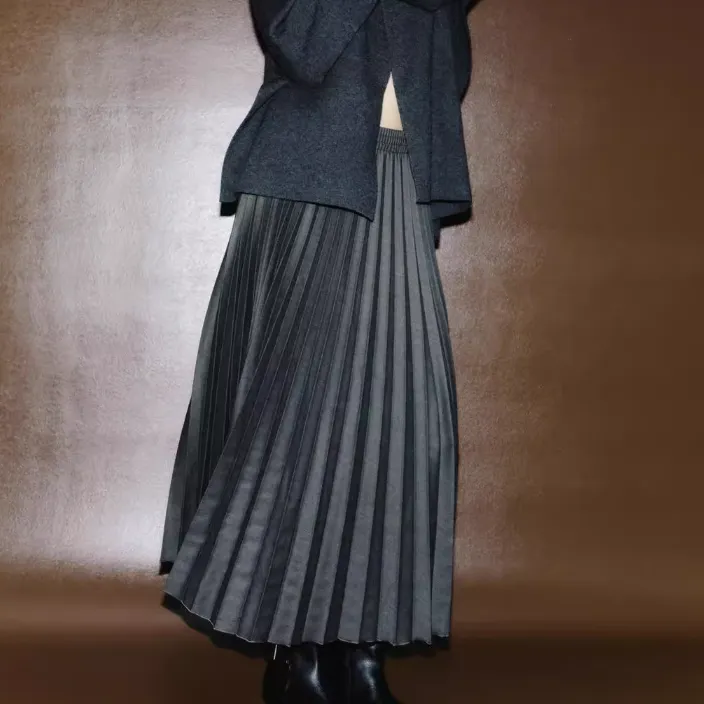 ZARA Casual Long Skirt Women's Coal Gray-2