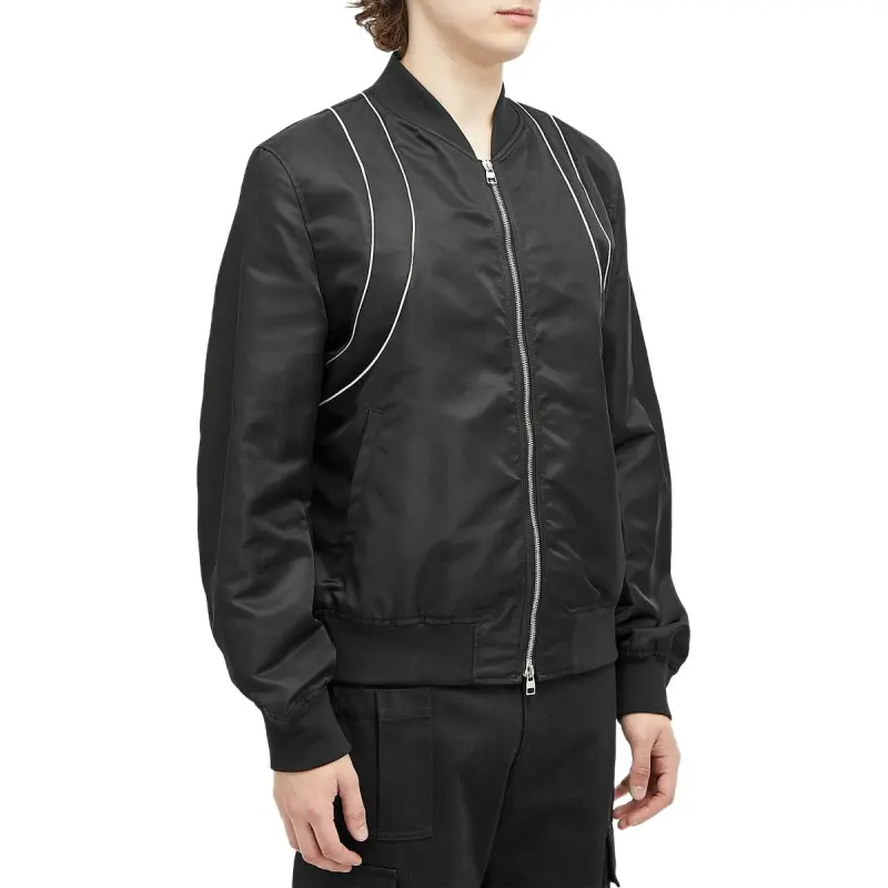 Alexander McQueen Piped Trim Zip Up Bomber Jacket-4