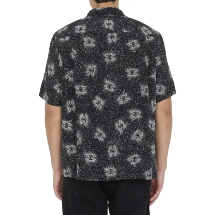 CELINE Hawaiian Shirt In Printed Crepe De Chine-3