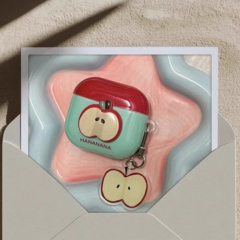 Wei Xin Compatibility Apple AirPods 4/2/3/4th Generation/AirPods Pro/Pro 2 TPU Red & Green Apple Core Headphone Cases-2