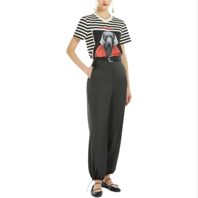 MaxMara Striped Logo Printed T Shirt-3