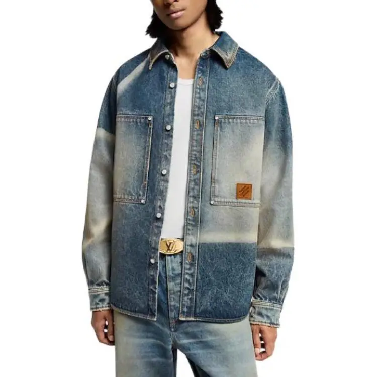 LOUIS VUITTON Sunfaded Effect Denim Long Sleeved Shirt-1