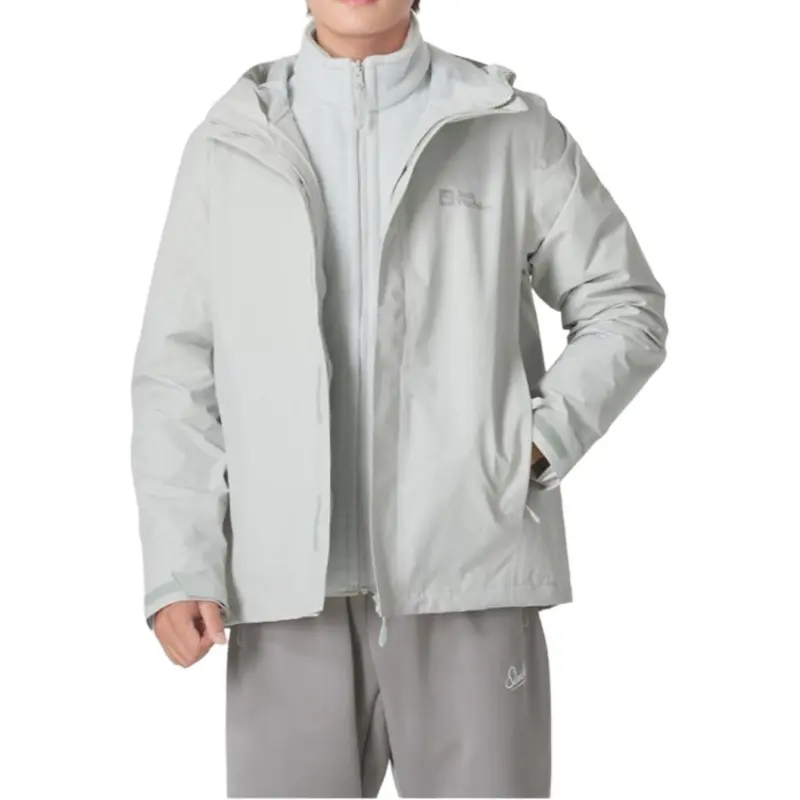 Jack Wolfskin Waterproof And Windproof Windbreaker Jacket Men's Cool Gray-1