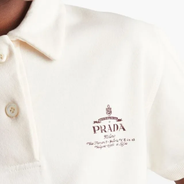 PRADA Logo-print Fleece Polo Shirt-3