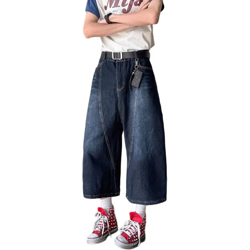 DUATOGE Denim Shorts Unisex Vintage Blue -4