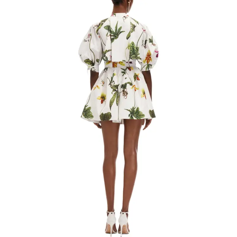 Oscar De La Renta Orchid Puff sleeve Cotton poplin Dress-2