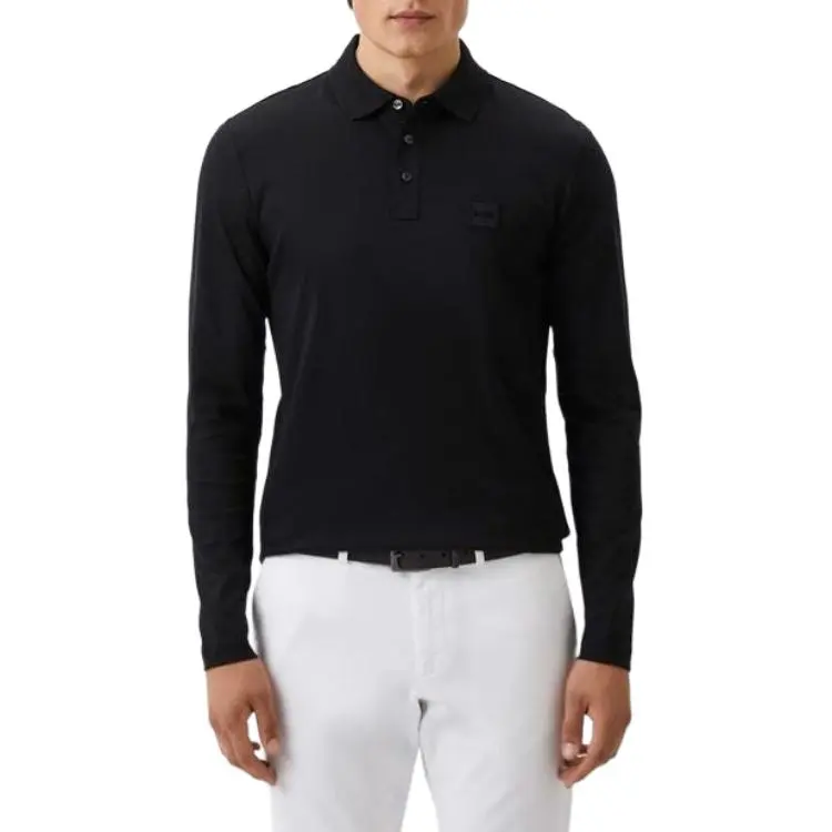 HUGO BOSS Long Sleeved Polo Shirt Men's Black-3