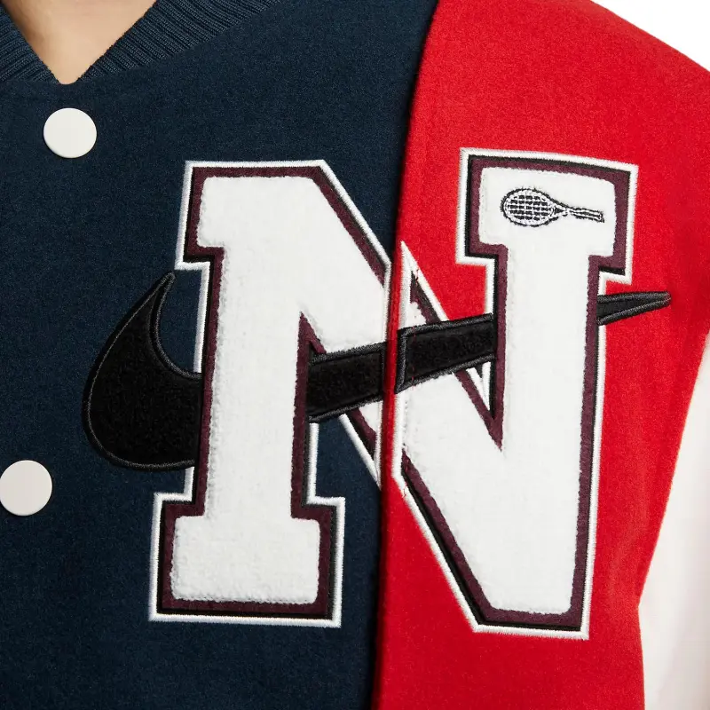 Nike X Yoon Oversized Varsity Jacket 'Black/Armory Navy/Phantom/White'-5