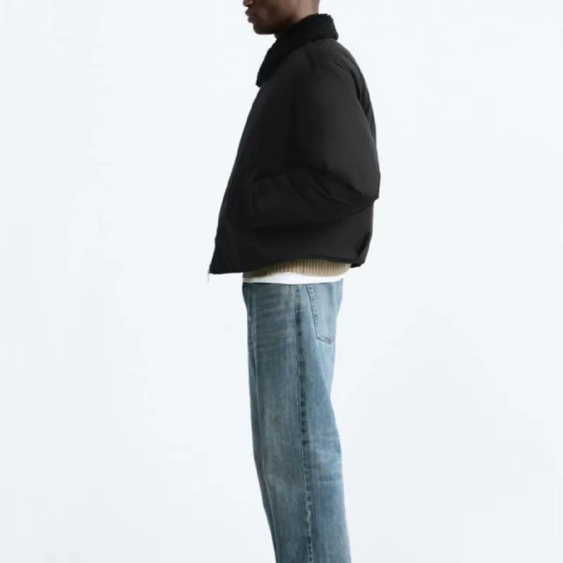 ZARA Puffer Jackets Men Black-3