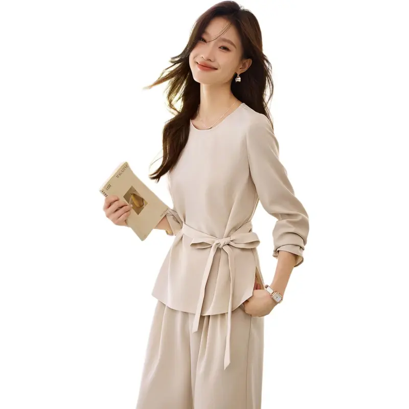Mo Han Yi Mei Casual Suit Women's Beige Apricot-3