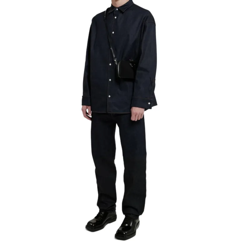 PRADA Enamel triangle logo Denim Shirt-4