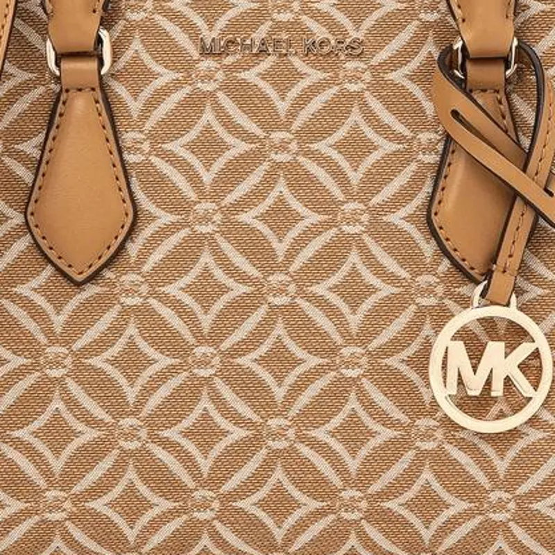 MICHAEL KORS Jacquard Fabric Tote Bag Shopping Bag Shoulder Bag Crossbody Bag Handbag Small Size Women's Brown-3