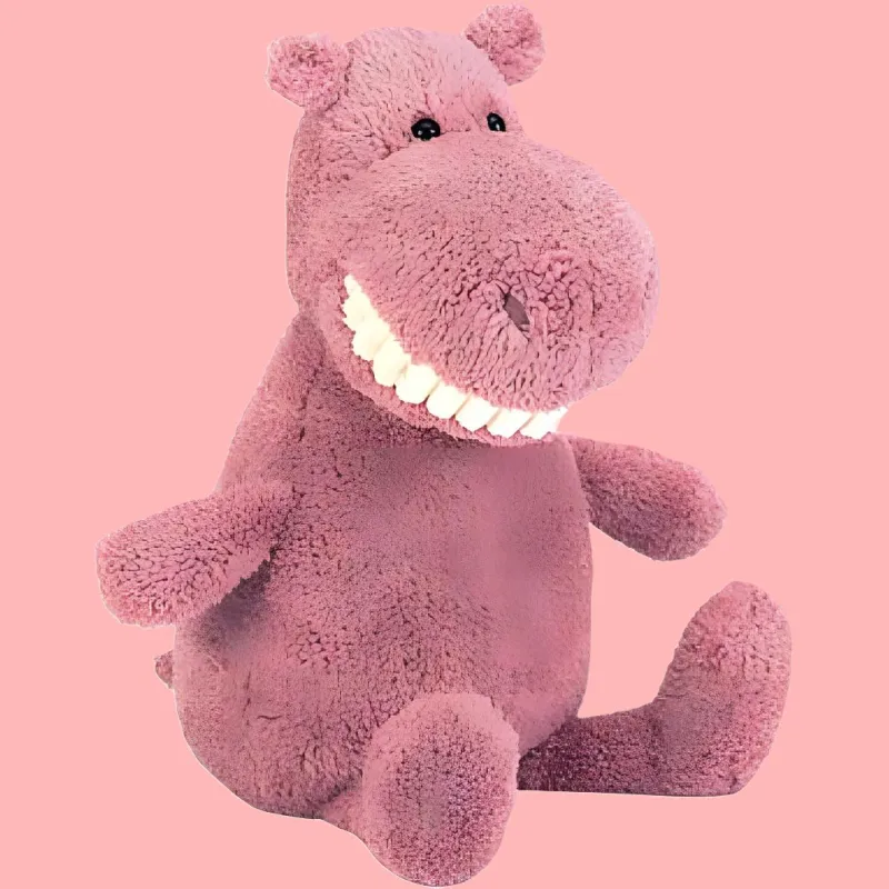 JELLYCAT Grinning Hippo, Big Grin With Big Teeth Dolls Plush Doll Standing Height 36cm-3