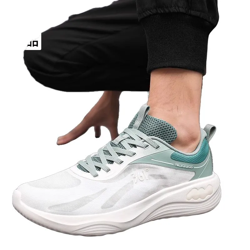 361° Cushioning And Breathable Low Top Training Running Shoes Men's White Green-3