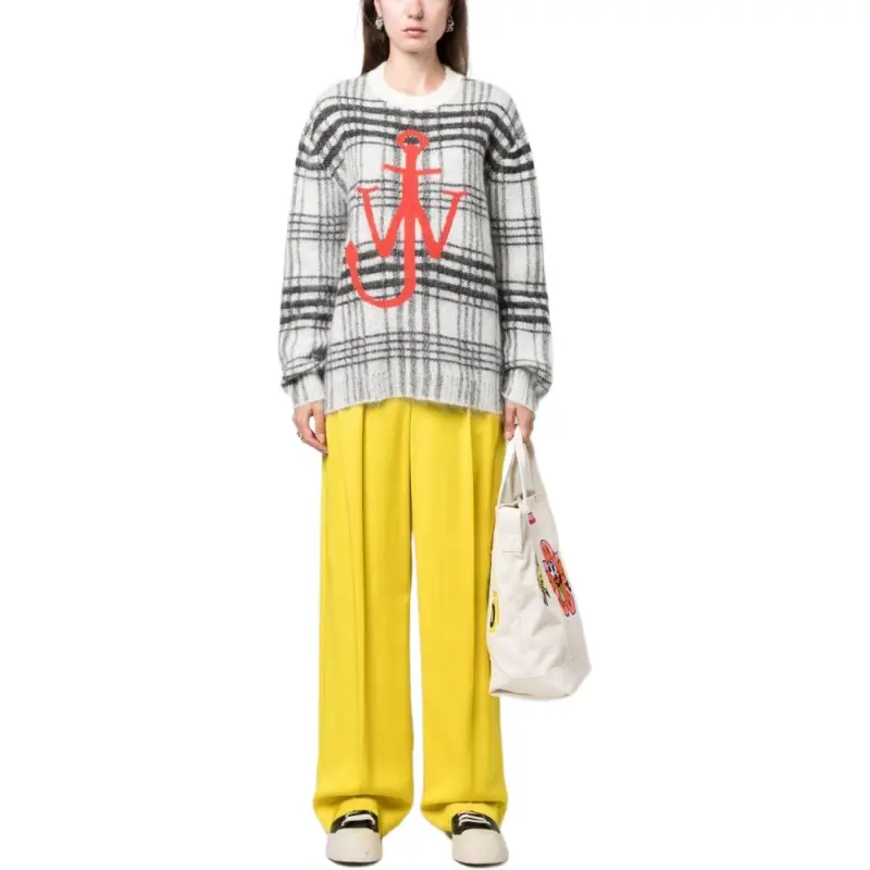 JW Anderson Logo Intarsia Knit Checked Jumper-3