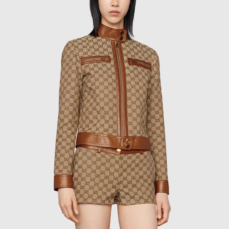 GUCCI GG canvas Leather trim Jacket-1