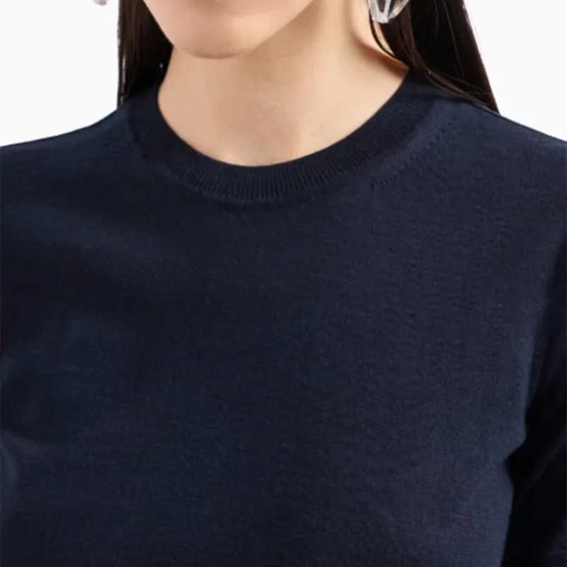 EMPORIO ARMANI Short sleeved Jumper In Plain knit Pure Virgin Wool-4