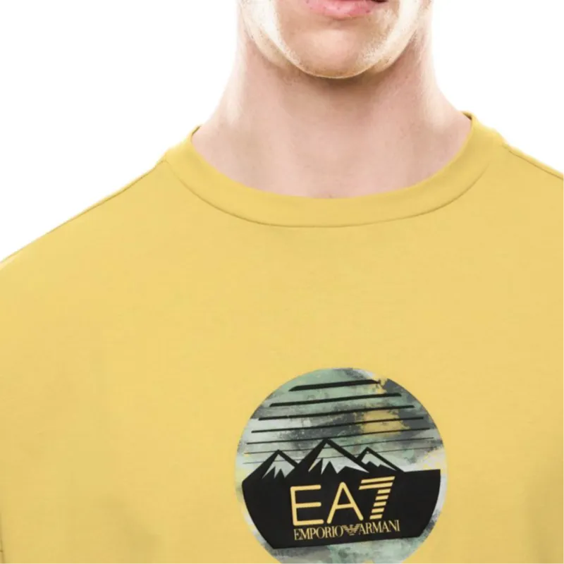 EMPORIO ARMANI EA7 SS25 T Shirt Men's Nostalgic Moss Yellow-4