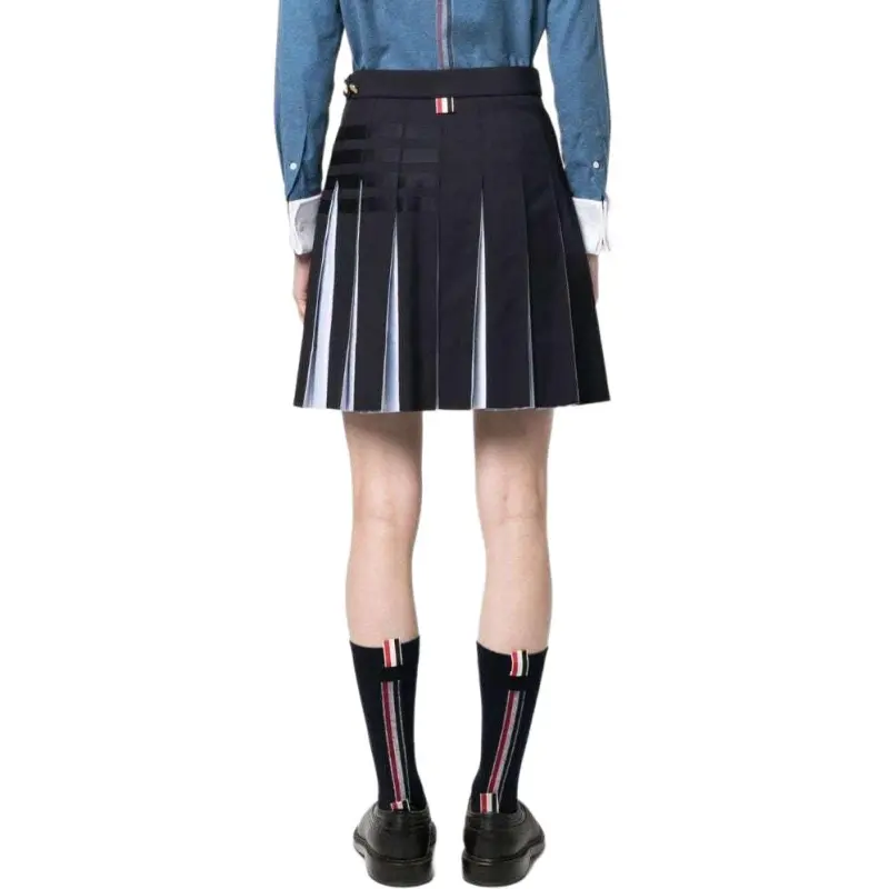 THOM BROWNE Pleated Step-hem Skirt-4