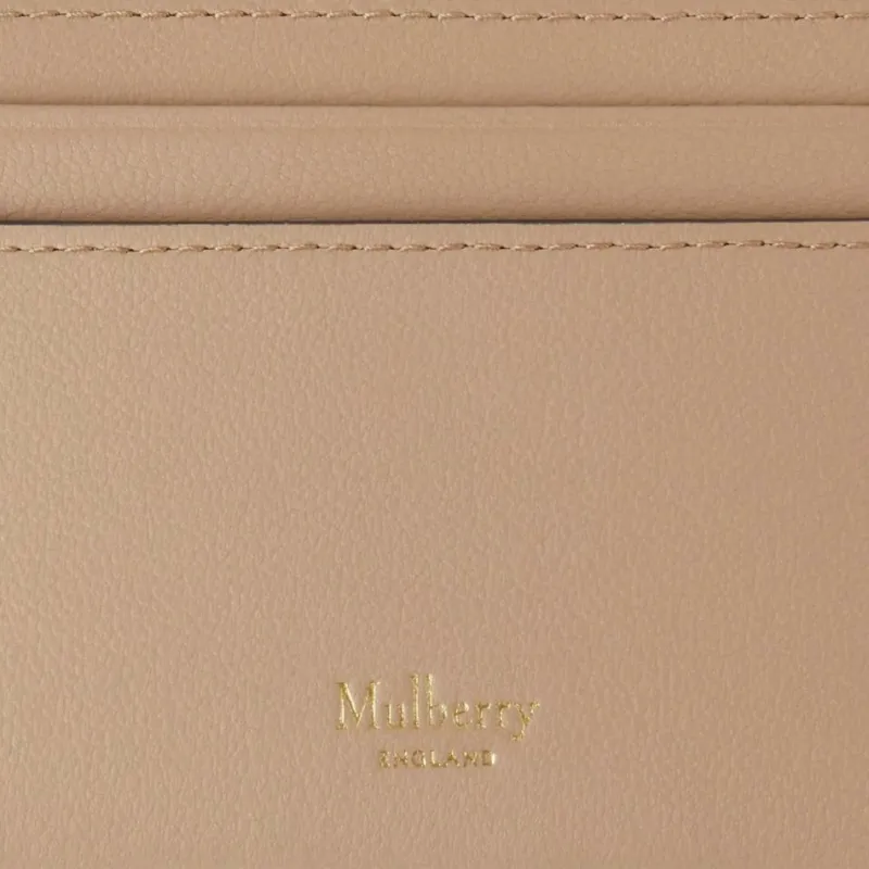 Mulberry Embossed Grained Leather Credit Card Holder Card Case Women's Maple Leaf Brown-4