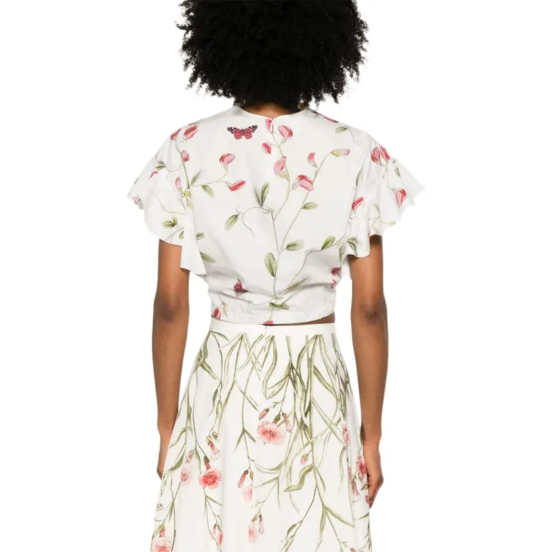 GIAMBATTISTA VALLI Ruffle Sleeve T Shirt Women's White-2