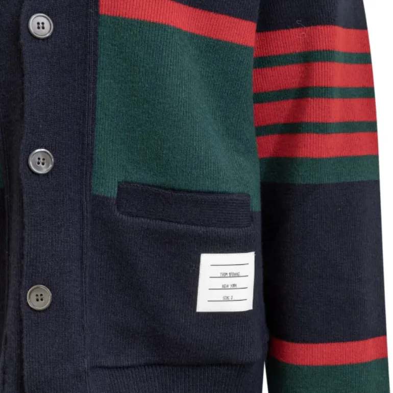 THOM BROWNE 4 Bar Striped Knitted Cardigan-3