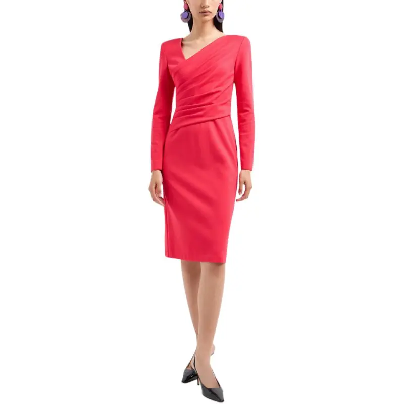 EMPORIO ARMANI Stretch Milano Stitch Fabric Dress With Asymmetric Cross over And Draping-2