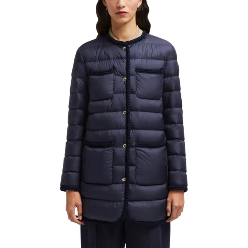 Moncler Gencaylong Braided Trim Long Down Jacket-3