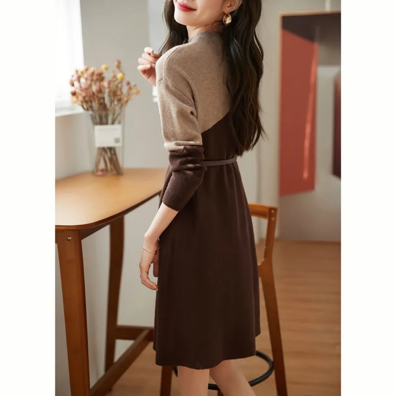 Mo Han Yi Mei Long Sleeved Dresses Women's Light Coffee-2