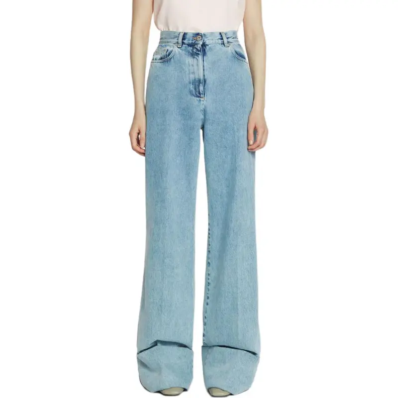 Lanvin Wide Leg Cuffed Denim Jeans-1