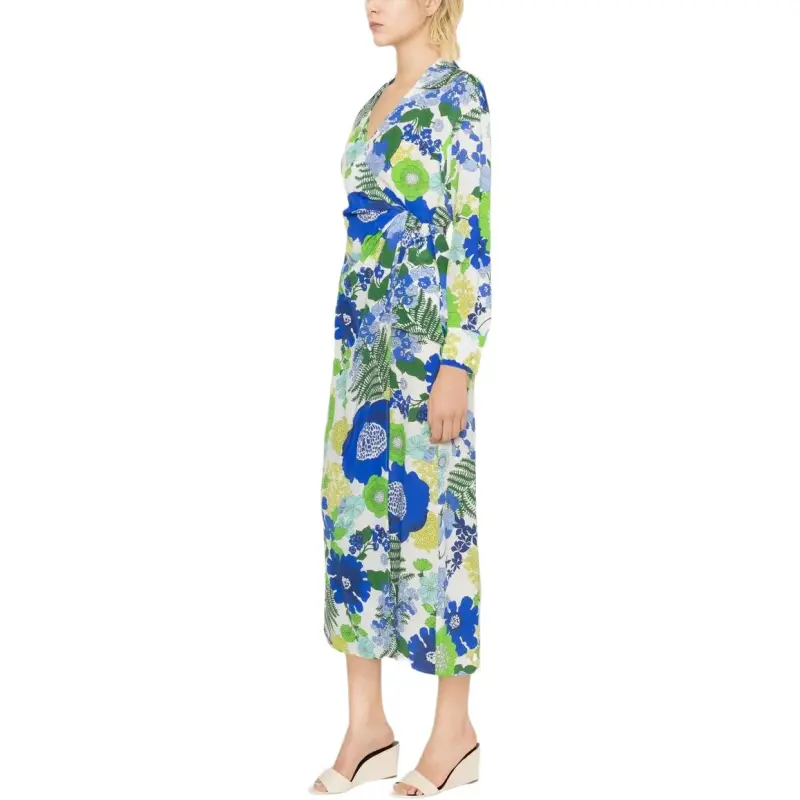 PAROSH Long Sleeved Dresses Women's Blue-2