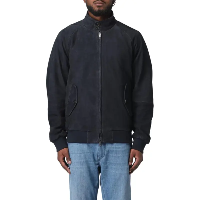 BARACUTA G9 Harrington Panelled Suede Jacket-2