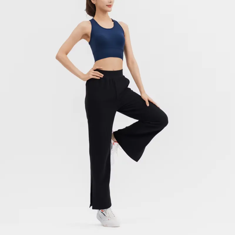 DECATHLON DOMYOS CN STRAIGHT PANT 520 Knitted Sweatpants Women's Black-3