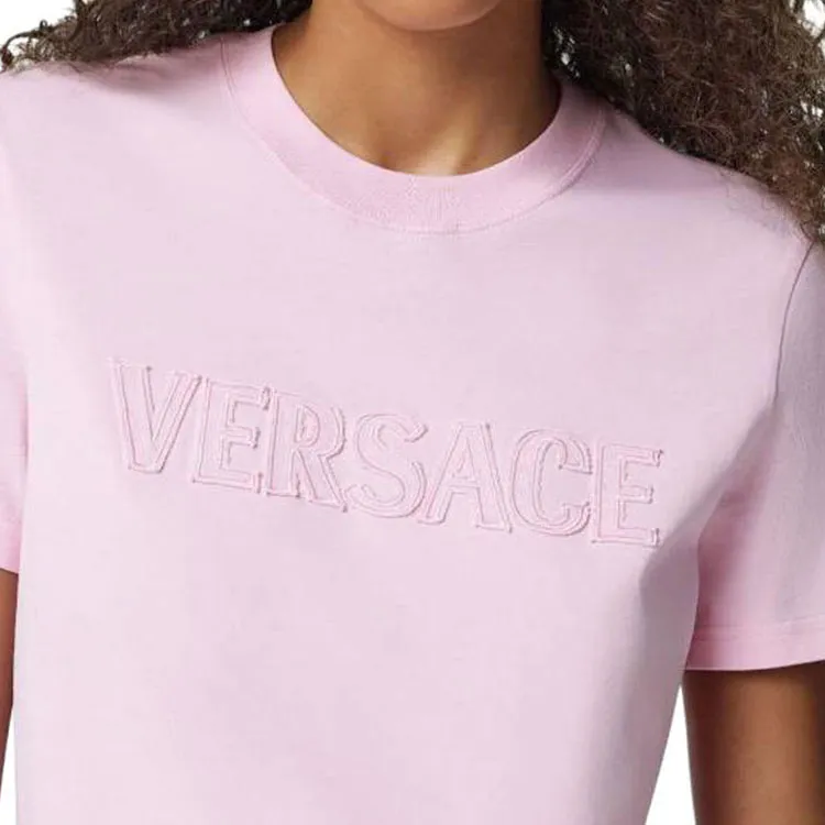 VERSACE Logo Appliqué Crewneck T Shirt-4