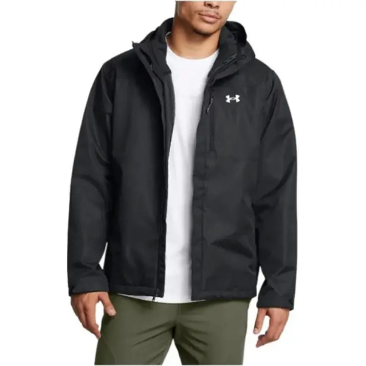 Under Armour Windbreaker Jackets Unisex Black Comes With Necklace-2