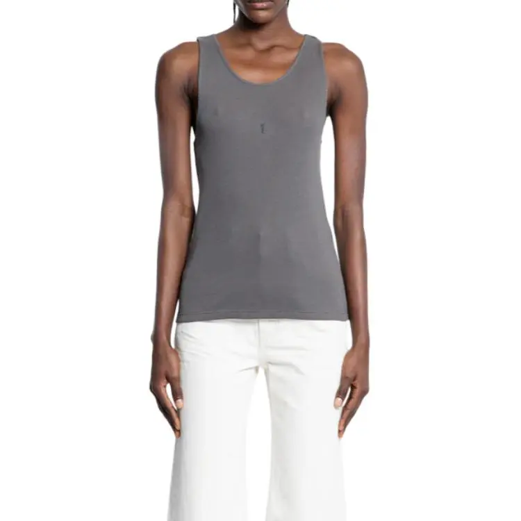 SAINT LAURENT Cassandre Ribbed Tank Top-2