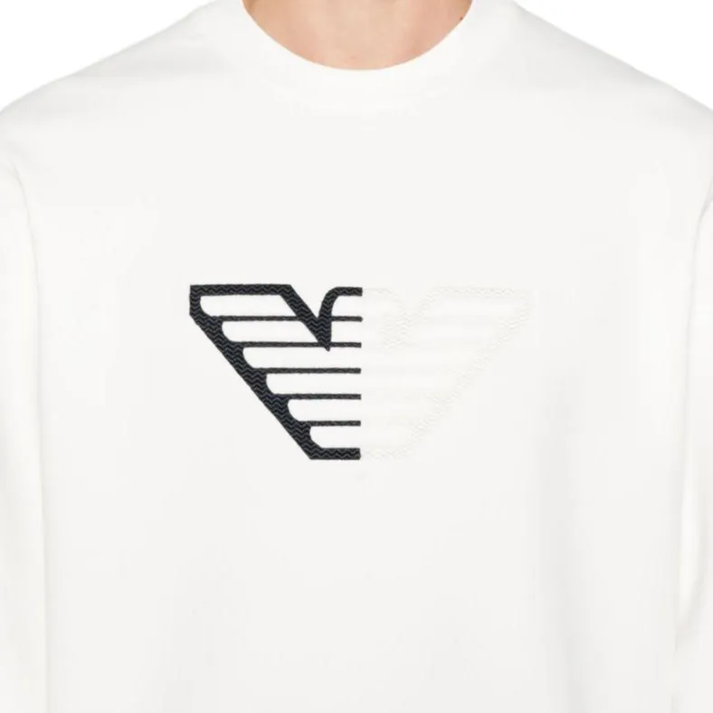 EMPORIO ARMANI Double jersey Sweatshirt With Embossed Oversized Eagle On A Chevron Background-4