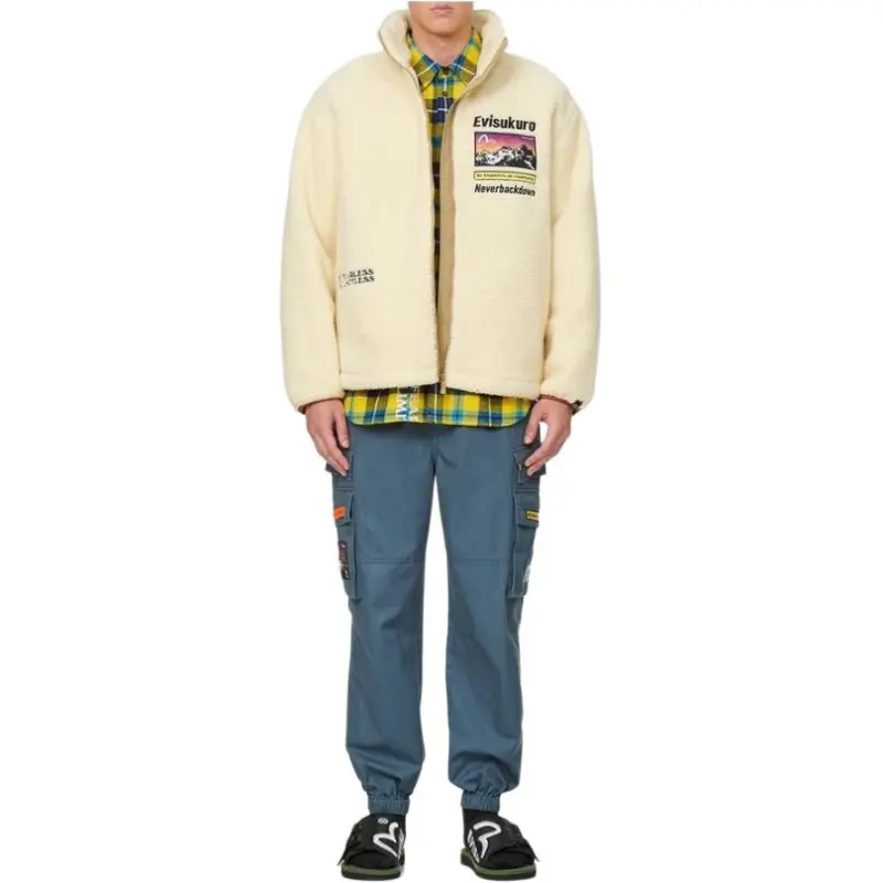 EVISU Loose Fit Jacket Men's Beige Brown-2