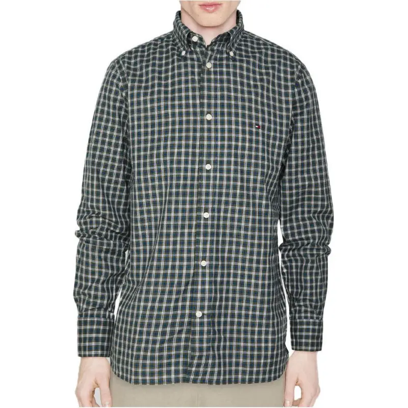 Tommy Hilfiger Camisa De Corte Regular Con Cuadros Escoceses Shirt Men's Green-1