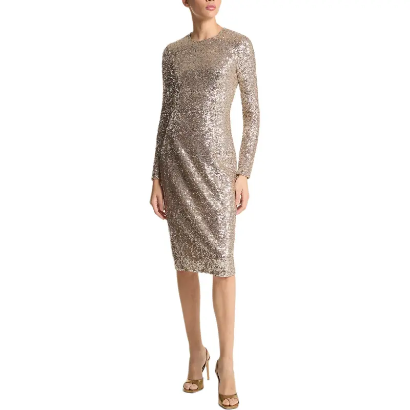 MICHAEL KORS Sequined Stretch Tulle Sheath Dress-2