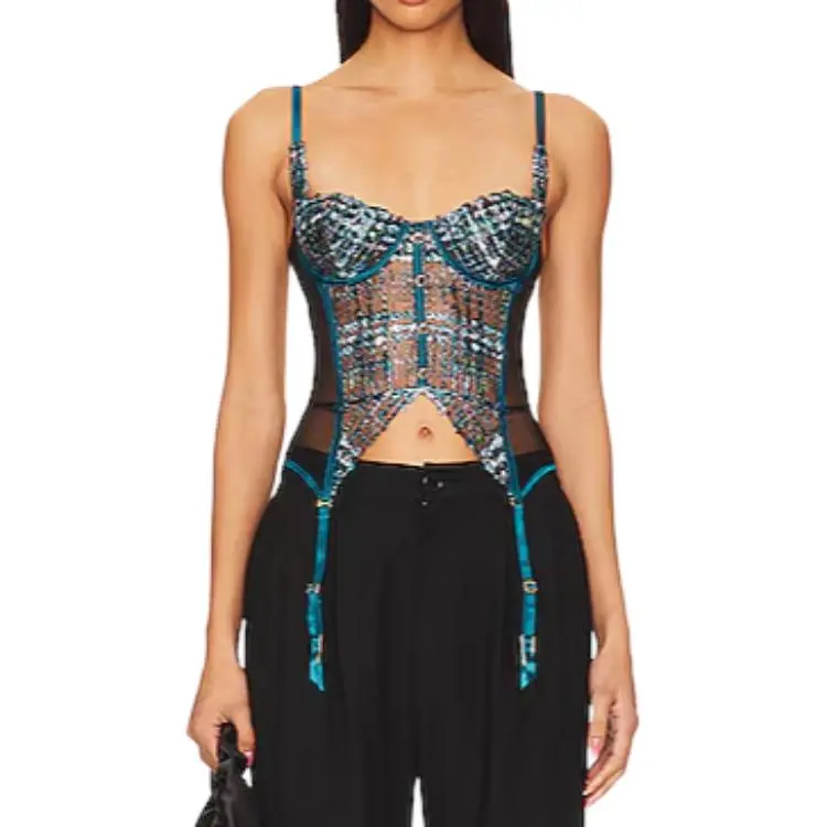 Fleur Du Mal Gabrielle Embroidered Garter Basque-3