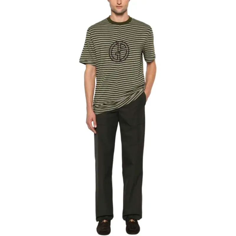 GIORGIO ARMANI Chevron Jacquard Stretch Viscose Crew neck T shirt-1