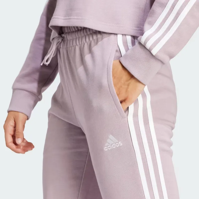 Adidas Essentials 3-Stripes French Terry Cuffed Joggers Knitted Sports Pants Women's Purple-5