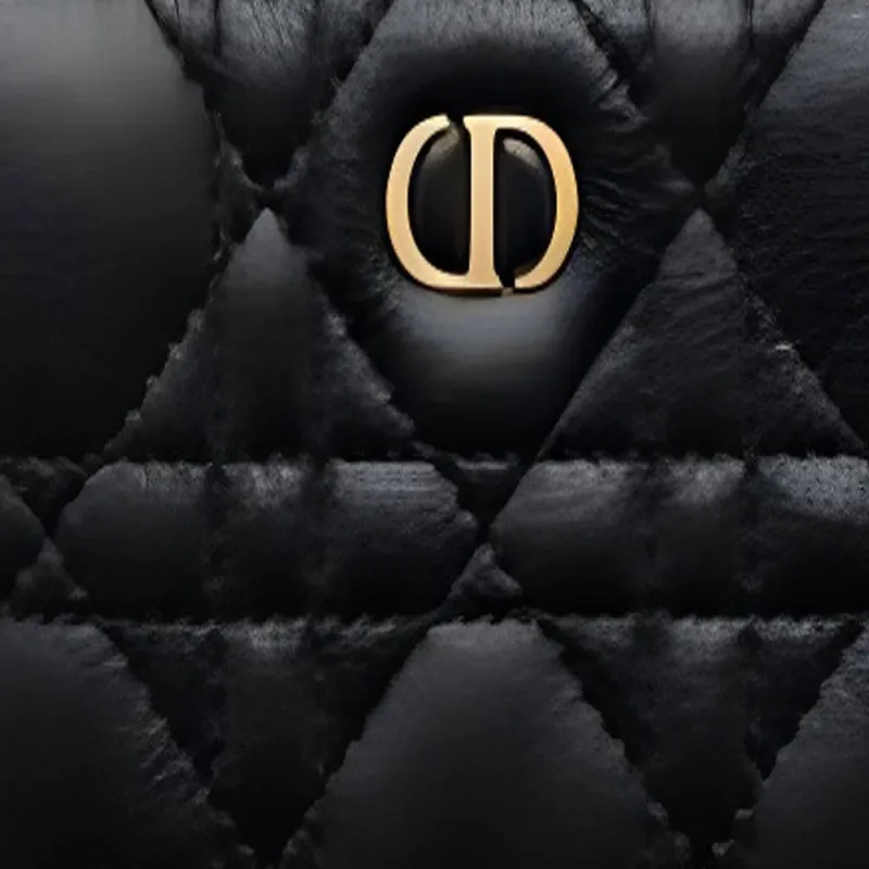 DIOR Caro Calfskin Card Holder Women's Black-3